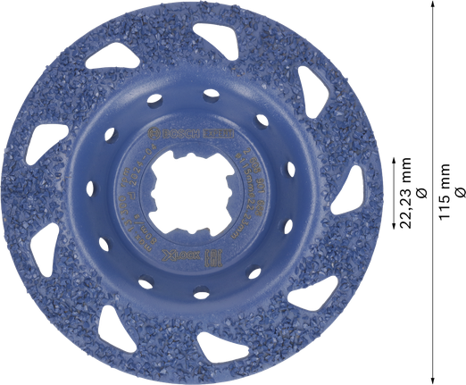 Cabezal de rectificado de carburo multimaterial Bosch EXPERT, inclinado.